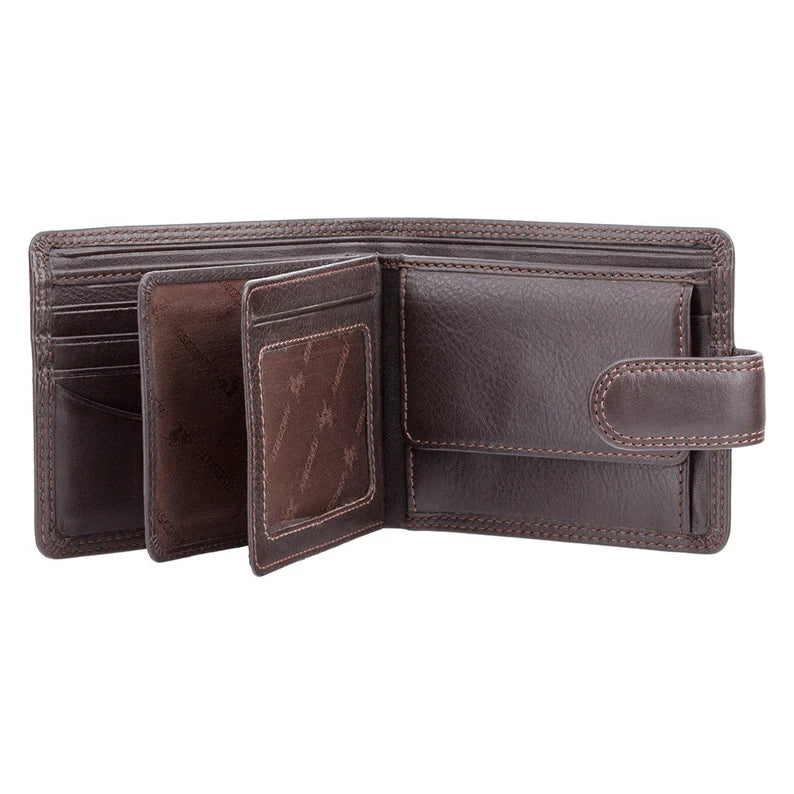 Handmade Heritage Leather Wallet - RFID Blocking, Button Secure Bifold with Coin Pocket