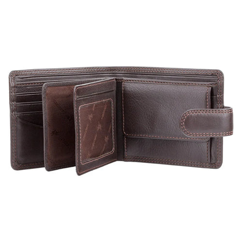 Handmade Heritage Leather Wallet - RFID Blocking, Button Secure Bifold with Coin Pocket