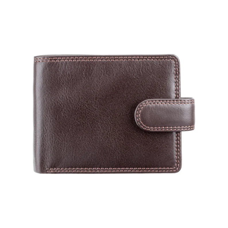 Handmade Heritage Leather Wallet - RFID Blocking, Button Secure Bifold with Coin Pocket