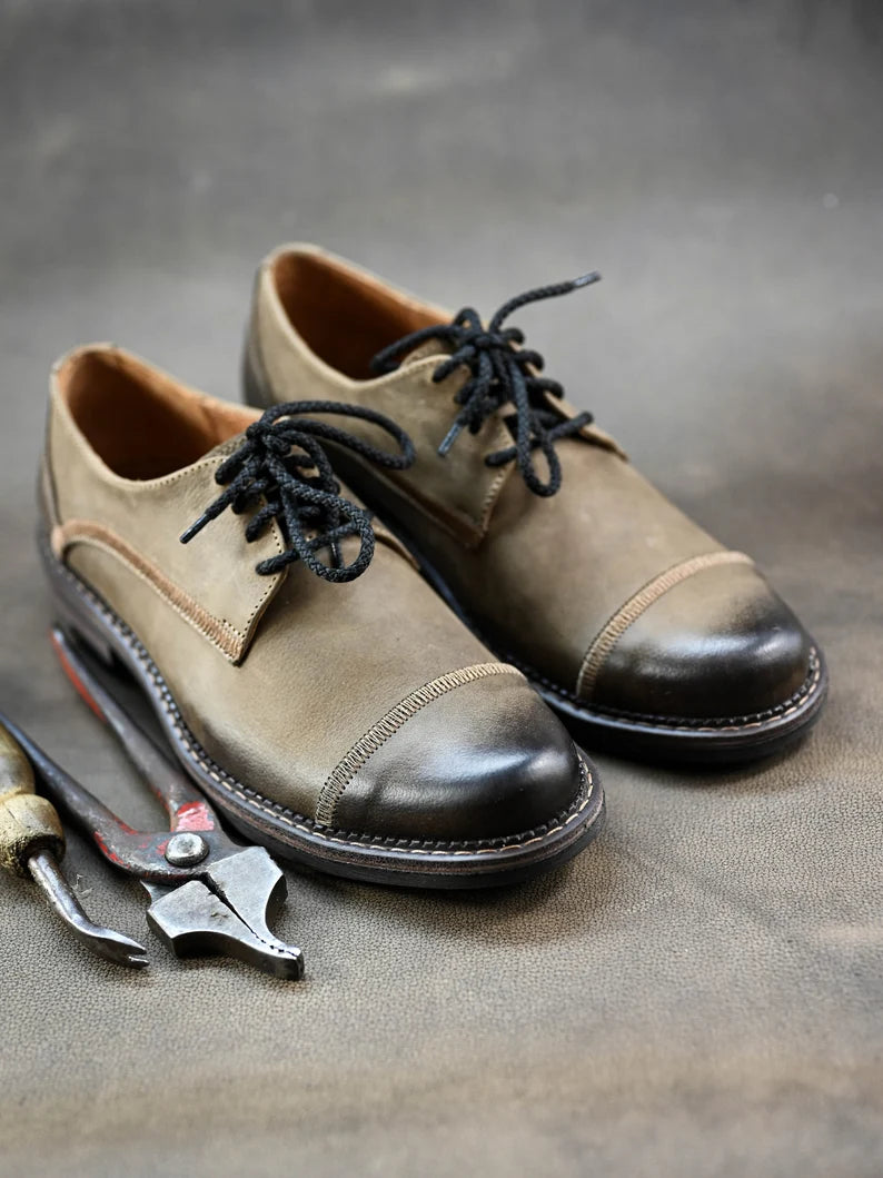 The Mauro Derby: Hand-Burnished Italian Full-Grain Leather