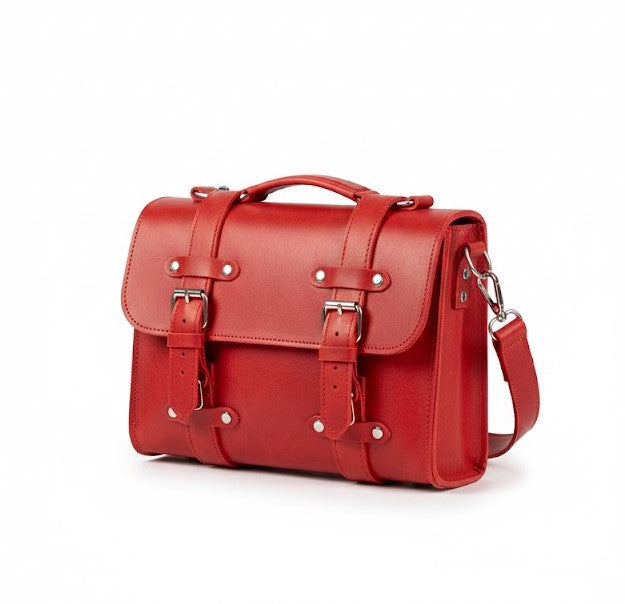 The Heritage Red Satchel: Handcrafted Leather Messenger
