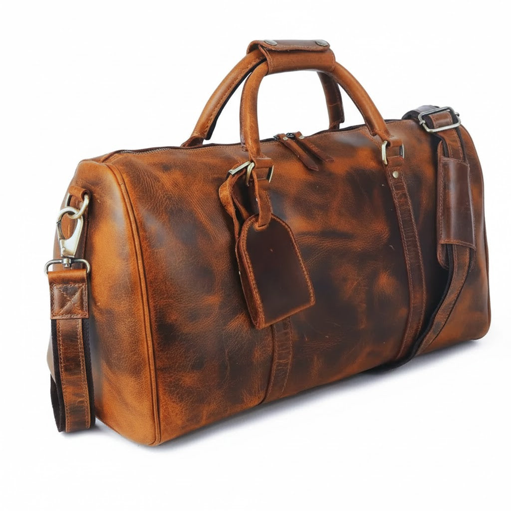 The Heritage Weekender: 21" Handcrafted Buffalo Leather Duffle